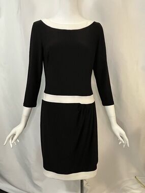 Chaps Ralph Lauren Black and White Dress Classic French Style